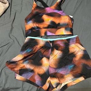 Matching sports bra and shorts